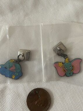 Disney Dumbo set of 2 Pink and Blue Enamel Charm add a link charm